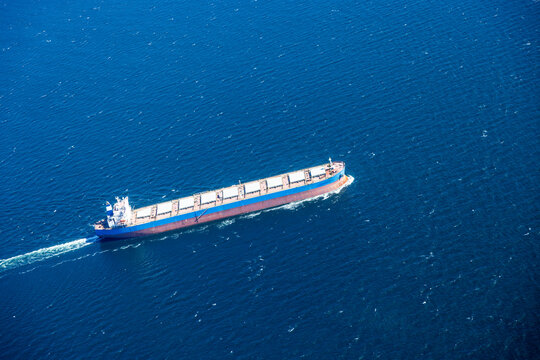 Oil tanker ship sailing through the Baltic Sea.