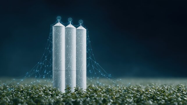 Innovative carbon capture technology implemented in agriculture futuristic environment digital art close-up