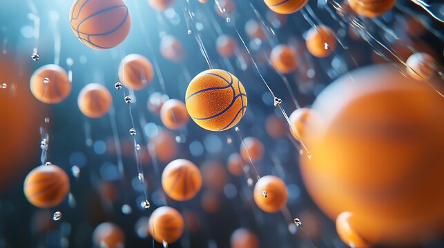 Abstract background with colorful Easter eggs, a fun competition of orange and yellow light, and playful bubbles - Powered by Adobe