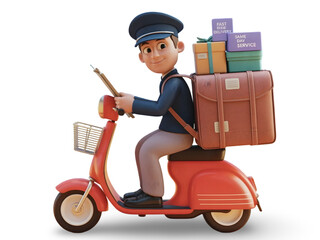 Delivery Man on Scooter with Packages Ready to Deliver Products Quickly and Efficiently