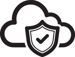 Secure Cloud Computing Shield Icon Depicting Data Protection and Cybersecurity Measures