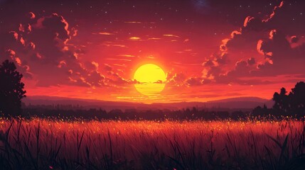 sunset in the forest