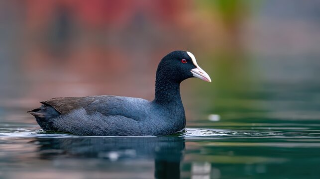 Eurasian Coot Fulica Atra Swimming Gracefully on a Serene Lake Ar Adce Dcb D Ac Daafee Ideal for NatureFocused Projects, Boosting Tranquility and Inspiring Calmness.