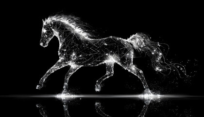 Fototapeta premium Horse running sparkle light stallion animal mammal.