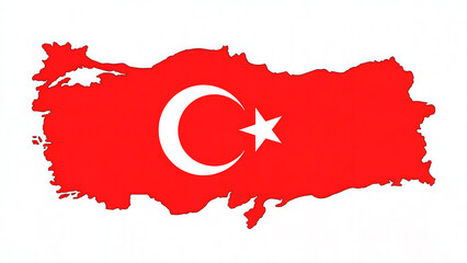 Map of Turkey in the colors of the Turkish flag on a white background