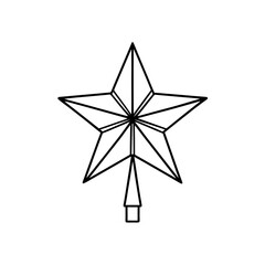 Star christmas tree topper art on transparent background