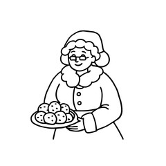 Grandma holding plate cookies on transparent background