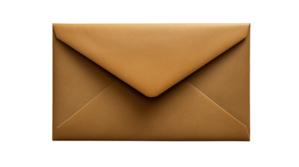 An envelope isolated on a white background, shown as a transparent png style image with clean edges and classic paper design.