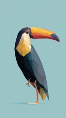 Fototapeta premium Artistic Toucan Bird Illustration on a Light Blue Background.