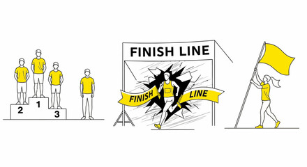 Athletes Competing for Victory and Reaching the Finish Line in a Race Event Celebrating Achievement