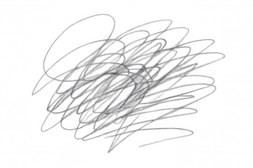 Abstract scribble drawing texture over transparent background showing chaos and messy line art design element