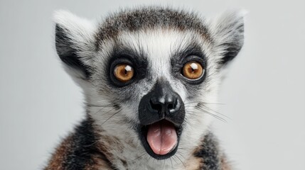 Obraz premium Playful, Expressive Lemur Portrait against a White Background Ideal for Campaigns and Branding, Boosts Energy and Inspires Creativity.