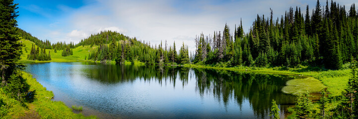Panorama of Tod Lake at Sun Peaks Resort in British Columbia