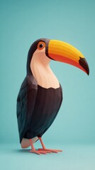 Fototapeta premium Colorful Toucan Bird Portrait on Blue Background.