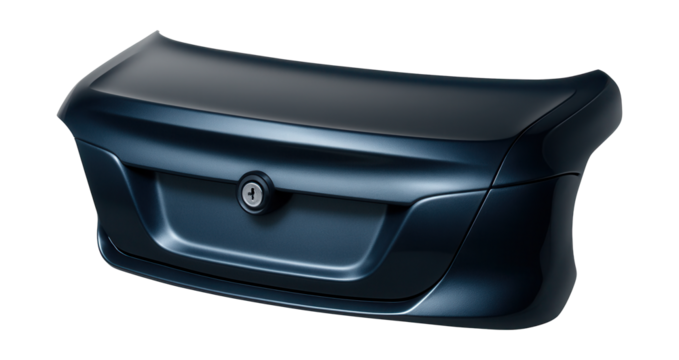 Compact car trunk lid featuring accessible keyhole entry.