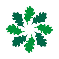 Radial Twisted Oak Leaves Green Icon