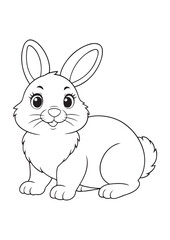 adorable printable coloring page of bunny family with baby rabbits, educational lineart vector for kids