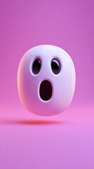 Fototapeta premium Cute ghost with a surprised expression on a pink background.
