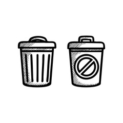 Two trash bins, one with a 