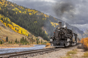 Train Passing by in the Colorado Rockies