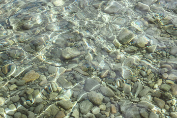 Lit du lac Léman à travers l’eau claire