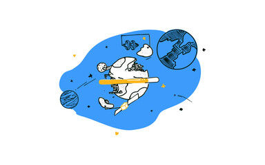 Flat Vector Illustration of Space Loading Screen or Waiting or Future Technology