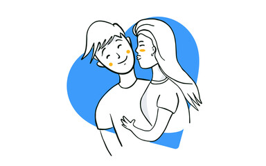 Flat Vector Illustration of a Couple or Relationship or Partnership