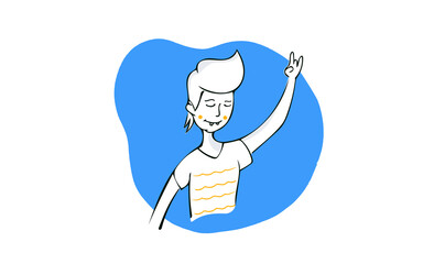 Flat Vector Illustration of Victory or Success or Cheering Celebration