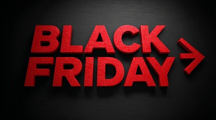 Bold red 3D "BLACK FRIDAY" text with an arrow points towards opportunity, signaling big savings and exciting deals for shoppers everywhere.