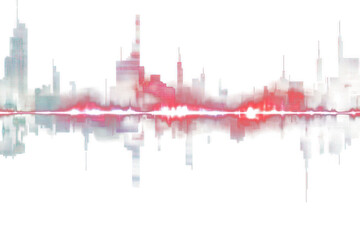 PNG Futuristic cityscape soundwave visualization