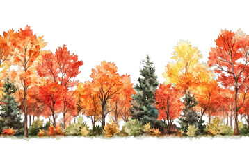 Naklejka premium PNG Autumn forest watercolor nature landscape.