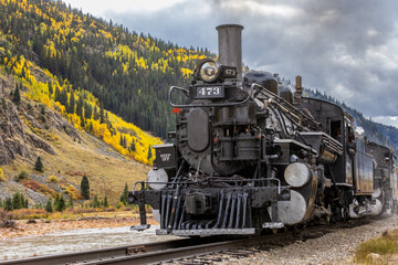 Naklejka premium Train Passing by in the Colorado Rockies