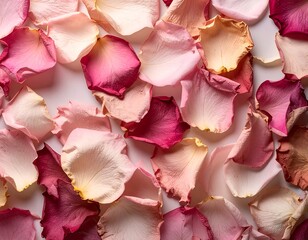 Rose Petal Cascade - A Delicate Tapestry of Colors and Textures.