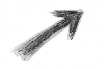 Hand drawn chalk arrow pointing up and right, showing direction, progress, growth, and development on transparent background