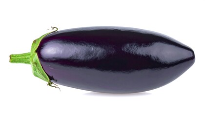 Fresh and Glossy Eggplant - A Close-Up of a Single Vegetable.