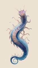 Fototapeta premium Mystical Sea Serpent - A Detailed Watercolor Illustration.