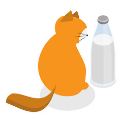 3D Isometric Flat Vector Set of Comic Domestic Animals, Adorable Cat Cartoon Characters. Item 5