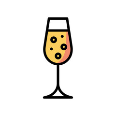 Champagne glass icon vector on White Background ,Vector Art Illustration on white background.