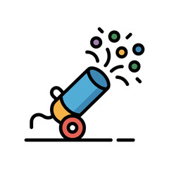 Confetti cannon icon  vector on White Background ,Vector Art Illustration on white background.