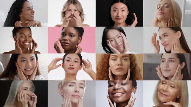 Women from various backgrounds engage in self care rituals at home, showcasing moments of relaxation and beauty. Their expressions reflect joy and tranquility during this pampering experience.