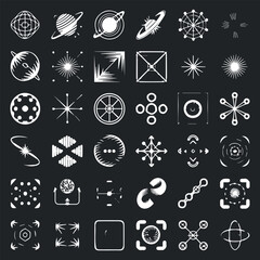 Futuristic UI/UX Icon Pack: Modern Technology and Celestial Graphics

