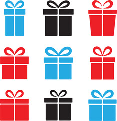 Creative Flat Design Vector Gift Boxes with Bows - Surprise & Present Graphics