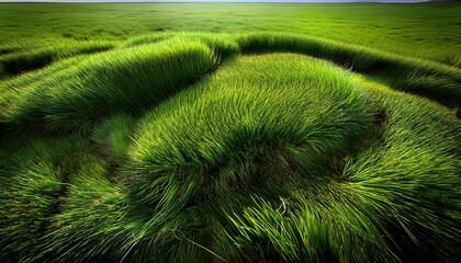 Vibrant Green Grass Patch Top View