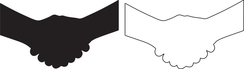 Handshake illustration symbolizing agreement partnership and business deals in black and white for websites and marketing materials
