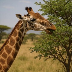 a giraffe in the grass