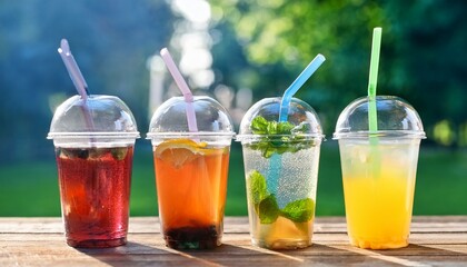 Cocktail Drinks In Plastic Cup For Take Home