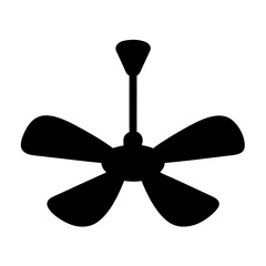Silhouette of a five blade ceiling fan providing ventilation and comfort