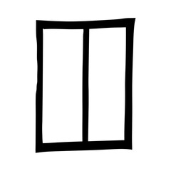 Simple black and white illustration of a window with two panes