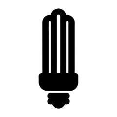 Energy Efficient Compact Fluorescent Light Bulb Icon Illustration in Black