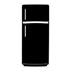 Simple monochrome image of a refrigerator, representing home appliances and food preservation